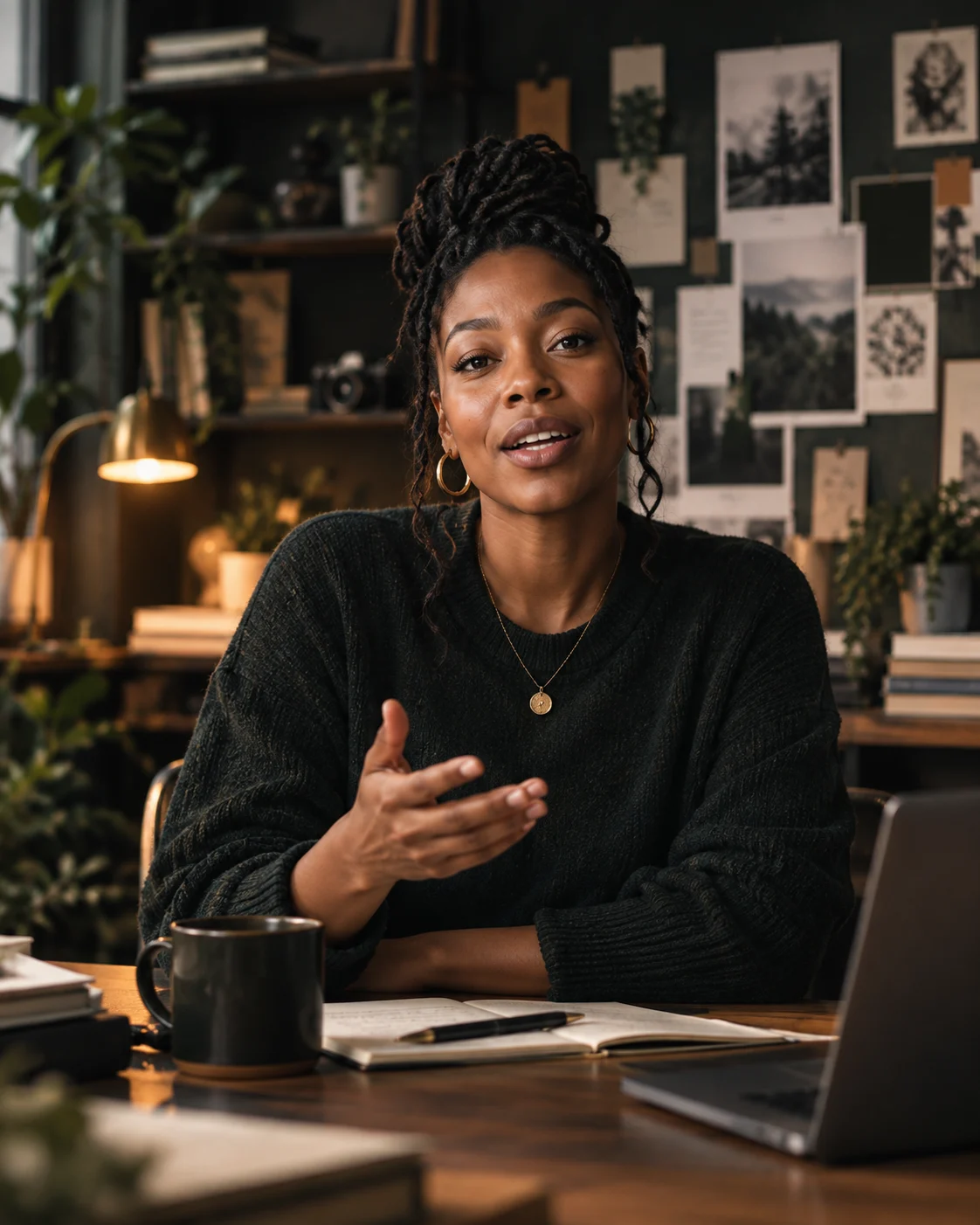 Creator speaking in her studio